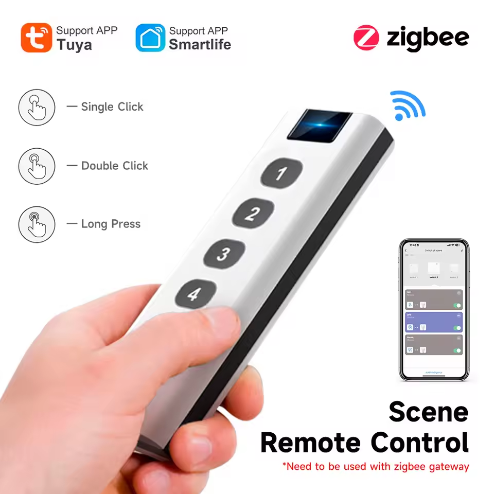 Tuya 4 Channel - Умный сценарный выключатель Tuya ZigBee на