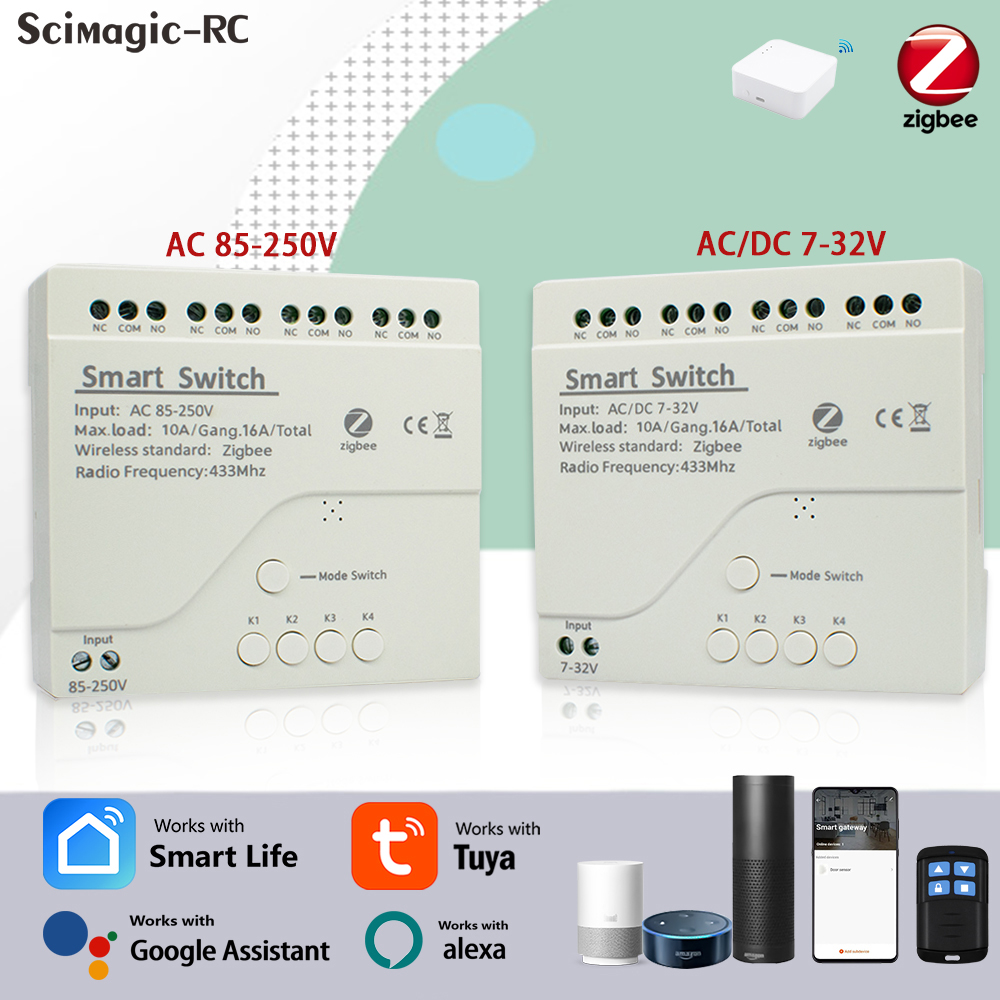 Smart Relay Tuya - 4-канальный модуль реле Zigbee Tuya для