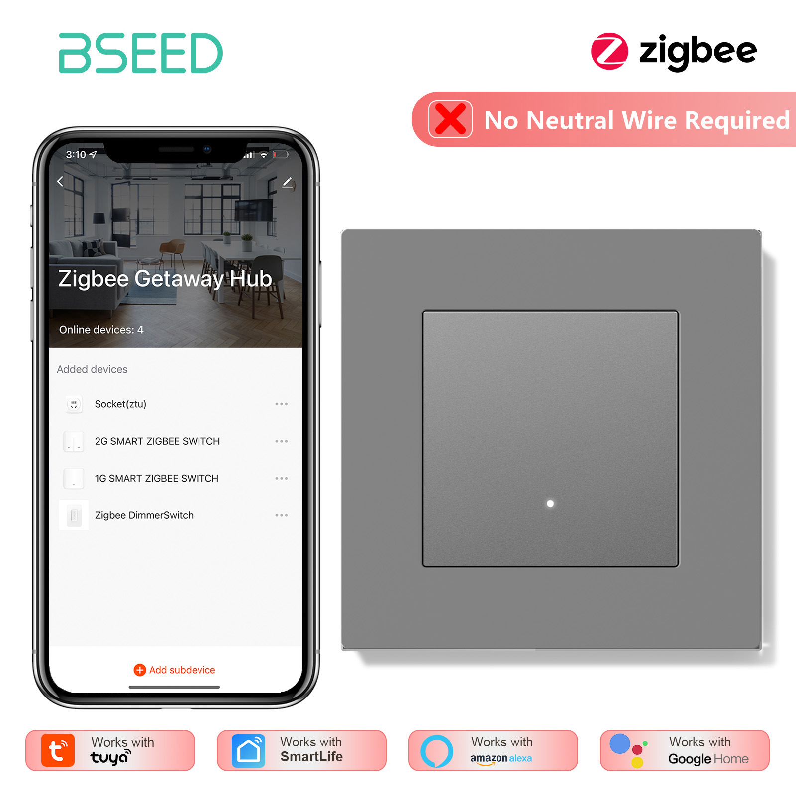 BSEED 1/2/3/4-клавишный Zigbee – обзор и цена Tuya 4 Channel